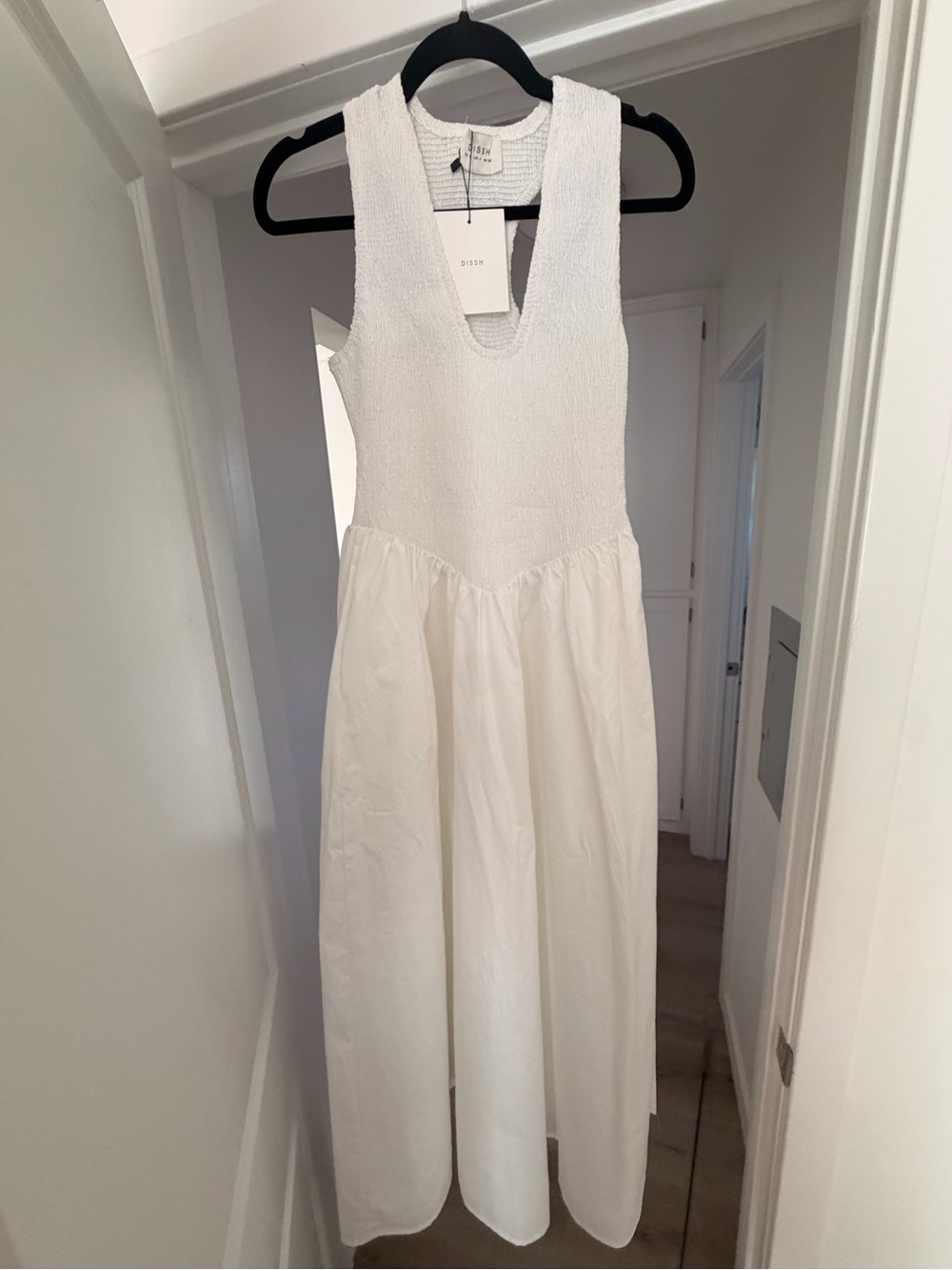 DISSH Florence White Cotton Midi Dress